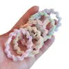 Anillo para el Cabello de Color Claro Liso Elegante para Mujer Hebilla Plana Pequeña de Encaje Flor de Maíz Alta Elasticidad Cuerda para Recoger la Cola de Caballo Accesorios para el Cabello DIY