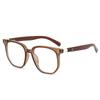 Nuevo marco de gafas retro artístico polígono imitación madera veta de madera hombres cara grande montura completa gafas para miopía mujeres JK