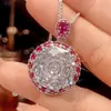 2026 Nuevo Modelo Huabi Joyería Base de Cobre Chapado en Oro Corte Milenio Rojo Rosa Set de Joyería de Lujo Ligero Piedra Principal 18mm