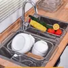 Escorredor de Louça Retrátil em Aço Inoxidável Suporte para Filtro de Água Tamanho Grande Cozinha Doméstica Pia Lavatório de Legumes Rack de Armazenamento com Drenagem