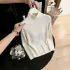 Camiseta de tricô de manga comprida com gola alta para outono e inverno de 2026, top feminino, suéter de lã