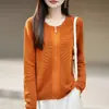 Cardigã de lã de malha fina, gola redonda, com zíper, suéter feminino, outono/inverno, texturizado, modelagem solta, manga longa, top versátil