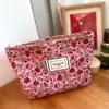 Bolsa de Cosméticos Floral Pana Almacenamiento de Viaje Bolso de Mano Portátil Llavero Teléfono Móvil Cambio Cremallera Engrosada Tarjetero