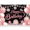 Fondo de fiesta de cumpleaños nuevo transfronterizo 2027, fondo de decoración festiva con diseño de globo y pastel de cumpleaños impreso en alta definición