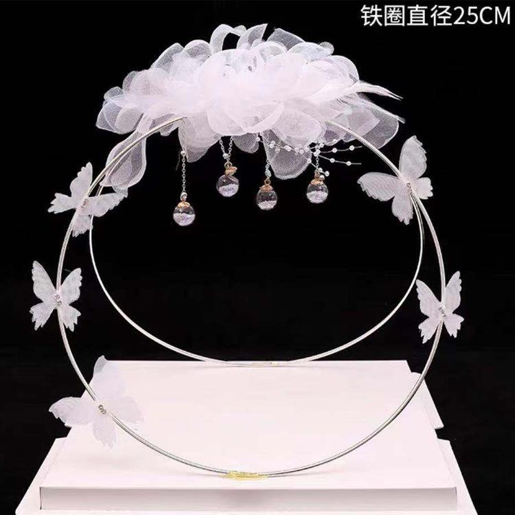 蝴蝶羽毛纱花铁圈套装1