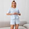 Moda Nueva Primavera y Verano Estilo Dama Elegante Azul Claro Conjunto de Pijama Suelto y Cómodo para Mujer