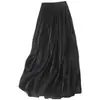 Saia Plissada Midi Feminina Plus Size Verão 2024 Saia Midi de Fio Lurex Estilo Europeu para Mulheres