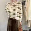 Suéter de otoño e invierno estilo coreano, nuevo, estilo retro holgado y perezoso, para mujer, diseño de color de contraste, suéter adelgazante, top de manga larga