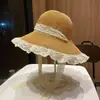 Nuevo Sombrero de Paja Tejida Colorido Estilo Dopamina Hyuna 2025 para Mujer con Cuentas de Madera de Colores Sombrero de Sol Que Hace que el Rostro Parezca Más Pequeño para la Playa