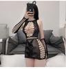Lencería Sexy, Tentadora, Malla Sexy de Una Pieza, Falda Corta Ajustada con Abertura Cubre Caderas, Traje de Uniforme, No Necesita Quitarse, Pijama Transparente