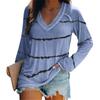 Otoño e Invierno 2020 Ropa de Mujer de Comercio Exterior Transfronterizo Europeo y Americano Amazon wish Camiseta de Manga Larga con Cuello en V Estampada a Rayas Tie-dye para Mujer