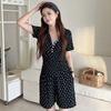 888 # Pijama de Modal con Oso Su Xixi y Almohadillas para el Pecho Traje de Verano para Mujer Ropa de Casa Coreana Linda de Manga Corta
