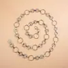 Cadena de cintura transfronteriza de Amazon con colgantes redondos, Vestido decorativo de chica de moda, Cinturón de metal elegante dorado y plateado, Versátil