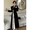 Primavera y otoño nuevo estilo chino estilo nacional Vintage mejorado Cheongsam falda mujer talla grande gordita chica adelgazante manga larga vestido de cintura alta
