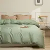 Algodão de fibra longa de Xinjiang, lençóis simples de cor sólida 100% algodão para cama de solteiro e casal, capas de edredom, lençóis de elástico de peça única de algodão e fronhas - atacado