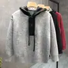 Nuevo suéter de punto con capucha para otoño e invierno para hombres y parejas, cuello Henry de bloques de color, chaqueta estilo old money, venta al por mayor de fábrica transfronteriza