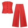 Venta Caliente Transfronteriza de AliExpress Nuevo Set de Primavera 2026 para Mujer: Top Casual Liso sin Tirantes y Pantalones Largos de Cintura Alta