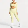 Conjunto de roupa de yoga sem costas com mangas compridas e ajuste transfronteiriço, top esportivo de manga comprida, conjunto feminino de calças de fitness para esportes ao ar livre de secagem rápida