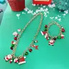 Set de Collar y Pulsera de Navidad Colgante de Muñeco de Nieve Alce Estilo Cadena de Candado Moda para Vestir Celebración Festiva Amigos Mejor Amigo
