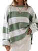 Elegante gola redonda manga comprida suéter feminino cross-border outono e inverno novo europeu e americano listrado solto casual suéter top para mulheres
