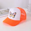 Sombrero de malla de esponja para exteriores, de primavera, verano y otoño, con estampado de mariposas, para conductor de camión, versátil, de estilo europeo y americano, sombrero para el sol