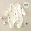 Ropa de otoño e invierno para bebé, mono infantil de algodón puro Clase A, sin costuras, manga larga, para bebés de 0-3-6 meses, traje para gatear, capa base
