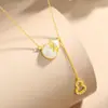 Rueda de la Fortuna S925 Jade Hetian Colgante Doble Calabaza para Mujer Diseño Simple de Nicho Cadena para Clavícula
