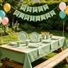 Nuevos en Stock Cola de Rata Verde Estampado Dorado Lunares Vasos de Papel Desechables para Fiesta de Cumpleaños, Servilletas, Platos de Papel, Vajilla, Artículos de Fiesta
