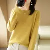 Suéter feminino fino de tricô personalizado de fábrica, gola redonda, cor sólida, pulôver, elegante, estilo curto, blusa de manga comprida, suéter feminino