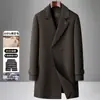 Ropa de Abrigo 100% Lana Pura para Hombre Cortavientos de Longitud Media Cuello de Traje Doble Botonadura Forro de Plumas de Ganso Ropa de Abrigo de Lana de Doble Cara para Hombre