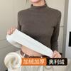 Nueva Camiseta Básica Gruesa con Cuello Medio Alto y Forro Polar para Mujer Otoño e Invierno Estilo Sólido Ajustada Cálida de Manga Larga
