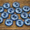Botones de camisa de punto con efecto de concha sintética, fondo azul de vid floral vintage, accesorios decorativos hechos a mano para manualidades, botones