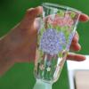 Taza de Té Alta de Vidrio Resistente al Calor con Hortensias Frescas y Simples con Calcomanía Hecha a Mano para Uso Doméstico, Taza de Maestro, Taza para Cata de Té Verde