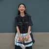 26 Chaleco de Mezclilla de Moda Único para Otoño para Mujer, Estilo Coreano, Cuello Redondo Elegante, Top Versátil de Bloques de Color en Capas