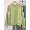Suéter feminino de estilo francês delicado com bordados pesados e laço, para inverno, solto, estilo preguiçoso, peça íntima, suéter de tricô, blusa de tricô