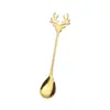 L304 Cuchara Mezcladora de Alce Cuchara de Café Postre Nórdica Cuchara de Acero Inoxidable Cuchara de Ciervo Regalo de Navidad Año Nuevo