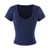 Camiseta Sexy de Manga Curta com Decote em V Estilo Puro Desejo, Novo Estilo Básico de Verão, Top Básico Liso Acinturado Slim Fit para Mulheres