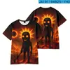 Camiseta Unissex de Manga Curta Tendência de Verão Loose Moda Homem Palito de Madeira 3D Shan Hai Jing Tungtungtung