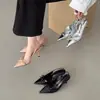 Temperamento Noble Dama Color Nude Primavera Verano Nuevo Estilo 2026 Punta Fina Zapatos de Salón Sandalias de Punta Cerrada Hada Franceses Zapatos de Tacón Alto