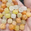 Xinjiang Hotan Seda Dourada Jade Contas de Abóbora Jade Contas Soltas Cor Semitransparente Quartzo Rocha Jade Melão da Sorte Pulseira Colar Joias Contas