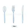 Cuchillo, Tenedor y Cuchara de Cristal Transparente con Polvo Dorado, Cuchillo, Tenedor y Cuchara Desechables para Fiesta, Fiesta de Cumpleaños, Decoración de Fiesta, Tenedor para Pastel y Postre