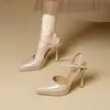 [Processamento Personalizado] Sandálias de Plataforma Sexy de Couro Envernizado Estilo Francês com Salto Agulha de Bico Fino para Mulheres