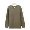 Colección Otoño/Invierno 2026: Top de manga larga de color liso cálido con cuello redondo de proteína de seda, capa base suave de terciopelo fino de doble capa