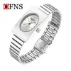 Reloj de Aleación Ofns es Compacto y Exquisito, Reloj de Cuarzo para Mujer Estilo Negocios con Patrón Rayos de Sol, Reloj Simple Cuadrado, Venta Directa