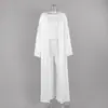 Moda Nueva Otoño e Invierno 2026 Conjunto de Pijama de Tres Piezas Top de Punto de Color Sólido y Pantalones Largos Estilo Europeo y Americano Holgado y Cómodo Ropa de Casa