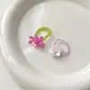 Anillo Flor de Dopamina para Mujer, Accesorio de Diseño Nicho, Anillo para Dedo Índice, Anillo Apilable de Perlas para Vacaciones en la Playa, Anillo Muy Hermoso