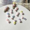 Novos desenhos animados coloridos coelho Meow acessórios para unhas estilo fofo tridimensional orelha longa coelho diy decorações para unhas acessórios