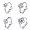 Anel de E-commerce Transfronteiriço para Mulheres Nicho de Luxo Imitação Prata S925 Anel Diamante Redondo Zircônia Simples Joias Moda Versátil Atacado