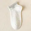 Calcetines de lazo para mujer para verano, finos y dulces, de malla transpirables, versátiles, estilo universitario, calcetines cortos de algodón de corte bajo con dibujos animados