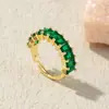 Anel de Dedo Geométrico com Abertura em Zircônia Triangular Estilo Coreano Banho de Ouro 18k Cobre Design de Luxo Leve Nicho para Mulheres